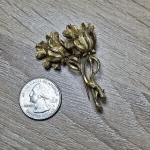 Vintage Gold Floral Tulip Brooch